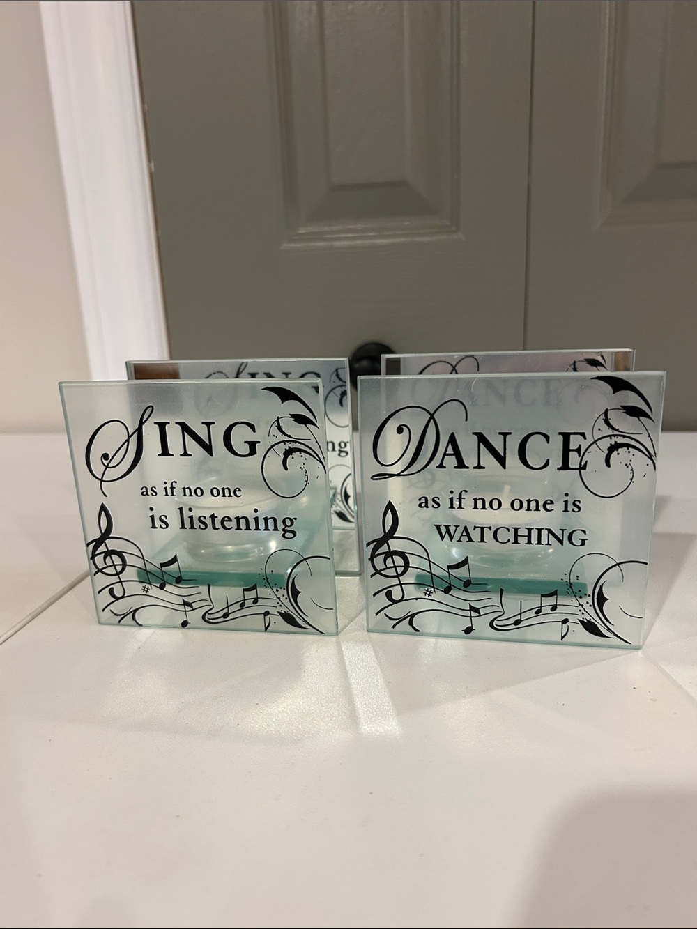 Dance & Sing Glass Decorative Candle Holders - Set of 2